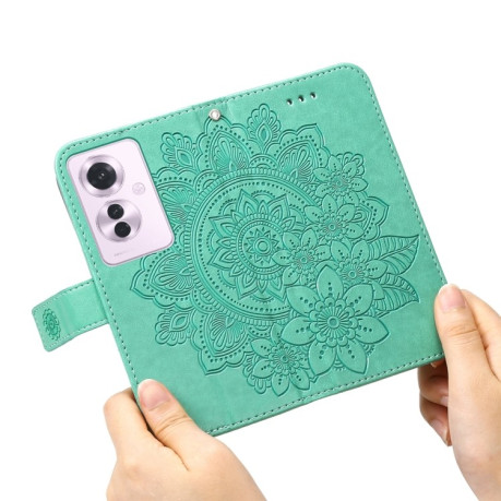 Чехол-книжка 7-petal Flowers Embossing для OPPO Reno11 F Global / F25 Pro Global - зеленый