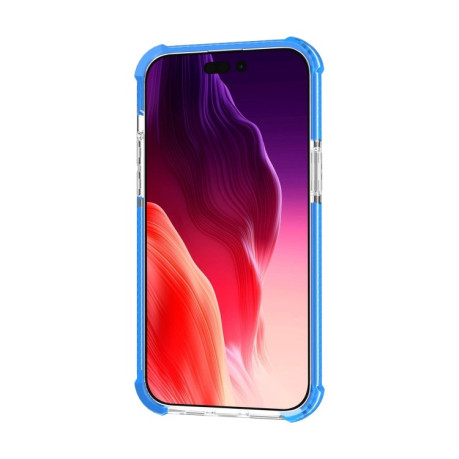 Противоударный акриловый чехол Four-corner на iPhone 15 Pro -прозрачно-голубой