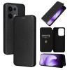 Чехол-книжка Carbon Fiber Texture на OPPO Reno13 5G Global - черный