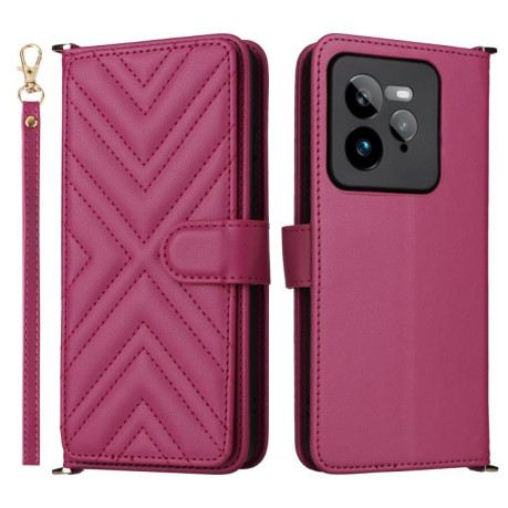 Чехол-книжка Multifunctional 6-Card Slots Leather на Realme GT 7 Pro - пурпурно-красный