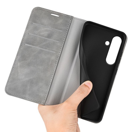 Чехол-книжка Retro Skin Feel Business Magnetic на Samsung Galaxy S24 FE 5G - серый