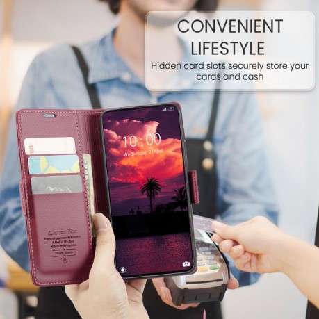 Чохол-книжка CaseMe 023 Butterfly Buckle Litchi Texture RFID Anti-theft Leather для Xiaomi Poco X7 Pro - червоний