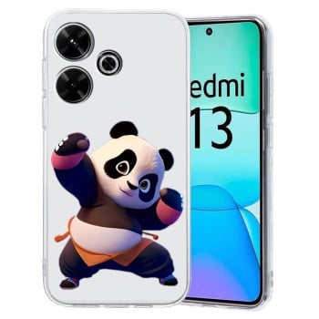 Чехол Colored Drawing Pattern Transparent TPU для Xiaomi Redmi 13 4G - Panda