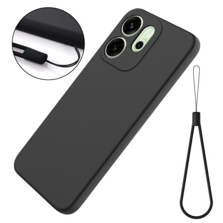 Силиконовый чехол Solid Color Liquid Silicone на OPPO Reno14 F 5G Global - черный