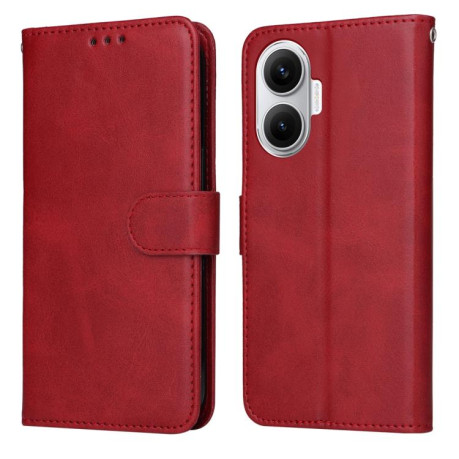 Чехол-книжка со строчкой и фактурой Calf на Xiaomi Poco F7 - красный