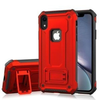Противоударный чехол с держателем Armor Protective Case на iPhone XR-красный