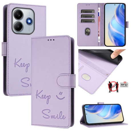 Чохол-книжка Smile Embossing RFID Leather для Xiaomi Poco M7 Pro 5G - фіолетовий