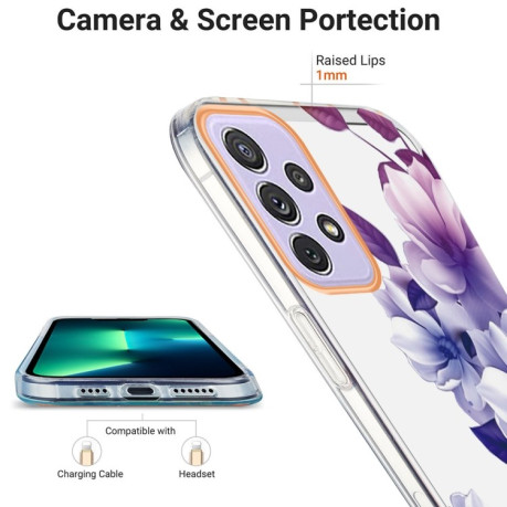 Противоударный чехол Ring IMD Flowers для Samsung Galaxy A73 5G - Purple Begonia
