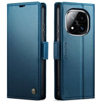 Чехол-книжка CaseMe 023 Butterfly Buckle Litchi Texture RFID Anti-theft Leather для Xiaomi Redmi Note 14 Pro 4G - синий