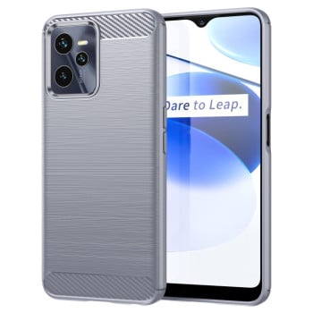 Чохол Brushed Texture Carbon Fiber на Realme C35 - сірий