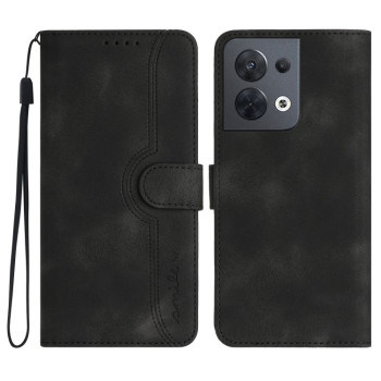 Чехол-книжка Skin Feel Heart Pattern для OPPO Reno 8 5G Global - черный