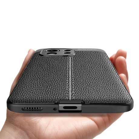 Противоударный чехол Litchi Texture на  Xiaomi Mi 11 ultra - черный