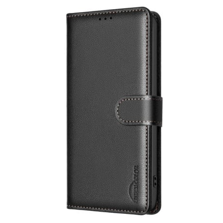 Чехол-книжка Litchi Texture RFID Anti-theft Leather на OPPO Reno14 F 5G - черный
