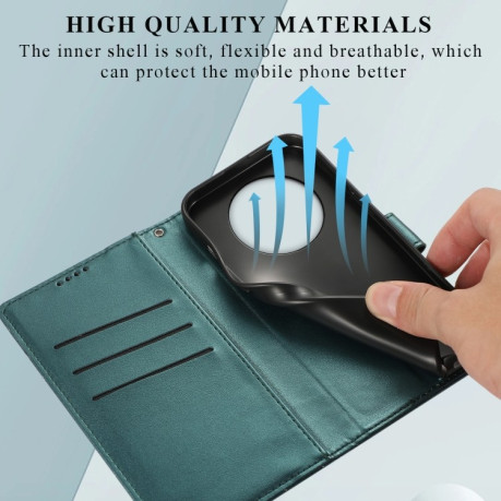 Чехол-книжка противоударная PU Genuine Leather Texture Embossed Line для Realme 12 5G - зеленый