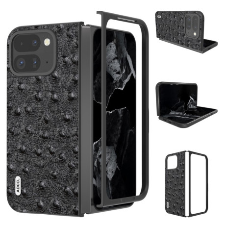 Кожаный чехол ABEEL Genuine Leather Ostrich Texture для Google Pixel 9 Pro Fold - черный