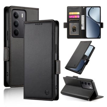 Чохол-книжка Side Buckle Magnetic Frosted Leather на Realme C75 / Realme 14x - чорний
