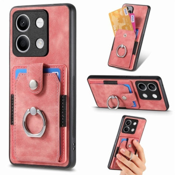 Чохол Retro Skin-feel Ring Card Wallet для Xiaomi Redmi Note 13 4G - рожевий