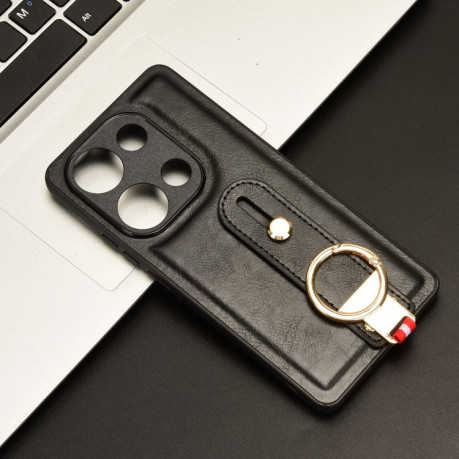 Противоударный чехол Wristband Leather Back для Xiaomi Redmi Note Redmi Note 14S/ 13 Pro 4G / POCO M6 Pro 4G - черный