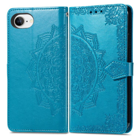 Чехол-книжка Mandala Embossing Pattern на iPhone 16e - синий