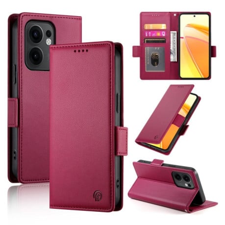 Чохол-книжка Side Buckle Magnetic Frosted Leather для OPPO Reno13 F /Reno13 FS 4G/5G - винно-червоний