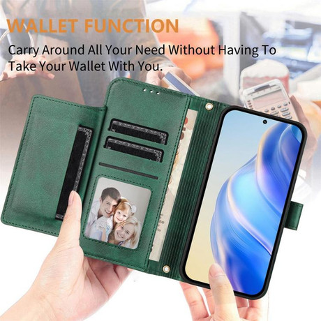 Чехол-книжка Multi-Card Slots Zipper Wallet на Realme Note 80 4G — зелёный