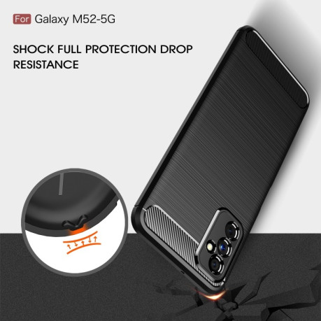 Чехол Brushed Texture Carbon Fiber на Samsung Galaxy M52 5G - синий