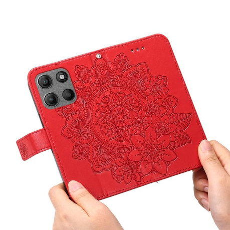 Чохол-книжка 7-petal Flowers Embossing для Motorola Moto G15/G15 Power - червоний