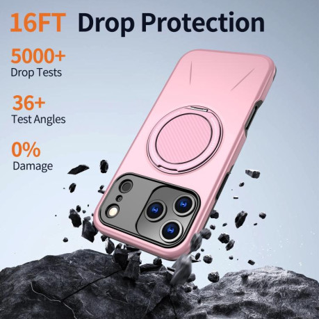 Противоударный чехол Kalebol с MagSafe и подставкой на iPhone 17 Pro Max - розовый