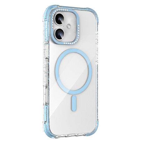 Противоударный чехол Mutural Blink Series Glitter Edge MagSafe Magnetic для iPhone 16 - синий