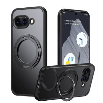 Ударозащитный чехол Frosted 360 Degree MagSafe Magnetic Holder на Google Pixel 9a - черный