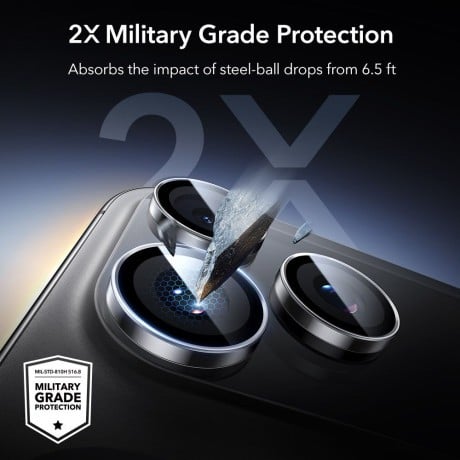 Защитное стекло на камеру ESR Armorite Camera на iPhone 14 Pro / Pro Max / 15 Pro / Pro Max / 16 Pro / Pro Max / 17 Pro / Pro Max - Clear