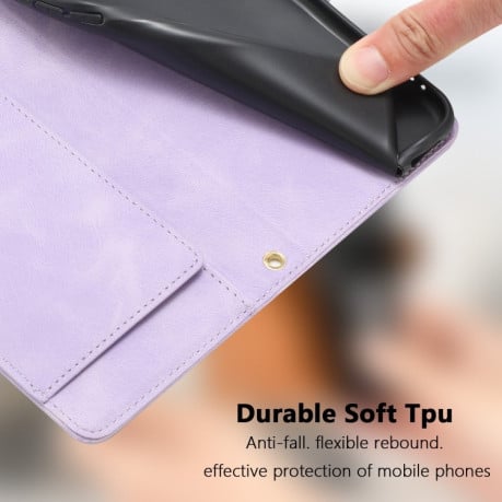 Чохол-книжка Tulips Embossed Leather для iPhone 16e - фіолетовий