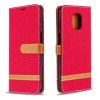 Чехол-книжка Color Matching Denim Texture на Xiaomi Redmi Note 9S / Note 9 Pro / Note 9 Pro Max - красный