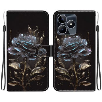 Чехол-книжка Colored Drawing Series на Realme C53/C51 / Narzo N53 - Black Rose