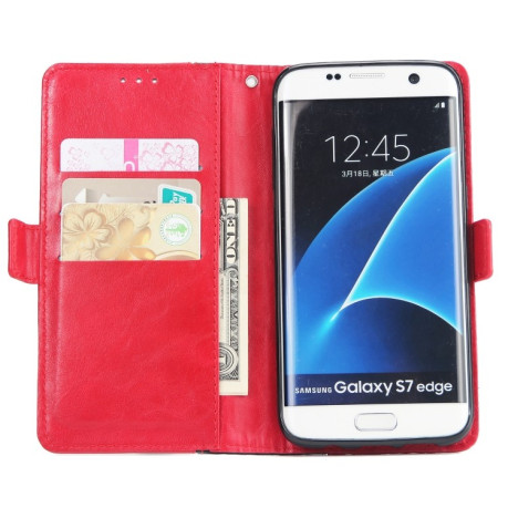 Чехол - книжка Retro Texture на Samsung  Galaxy S7 Edge - красный