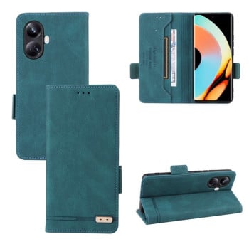 Чехол-книжка Magnetic Clasp Flip для Realme 10 Pro+ - зеленый