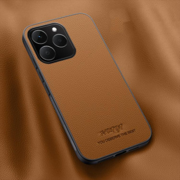 Чохол HUIYI Leather Magnetic на Realme 15T 5G — коричневий