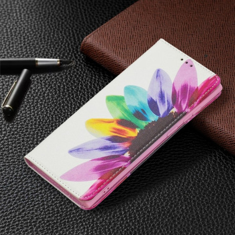 Чехол-книжка Colored Drawing Pattern Invisible для Samsung Galaxy S22 Ultra 5G - Sun Flower