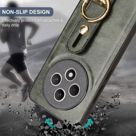 Протиударний чохол Wristband Leather Back для OPPO Reno12 F/12 FS 5G - зелений