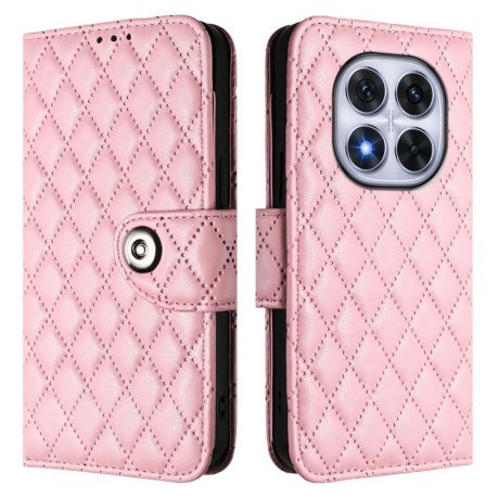 Чохол-книжка Rhombic Texture Flip Leather для Xiaomi Redmi Note 14 Pro 4G - рожевий
