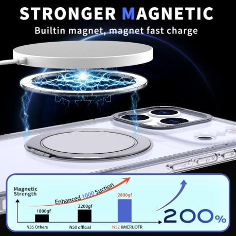 Чехол Kalebol с подставкой 360 и MagSafe на iPhone 17 Pro Max - прозрачный