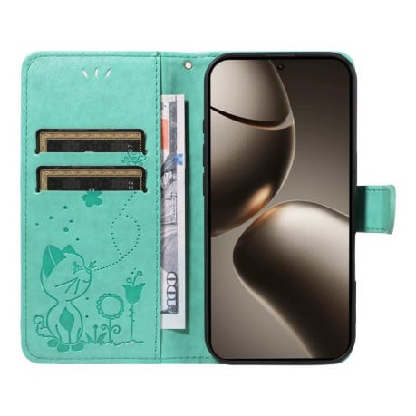Чехол-книжка Cat Embossing Pattern на Xiaomi 15T Pro 5G EU 173mm - зеленый