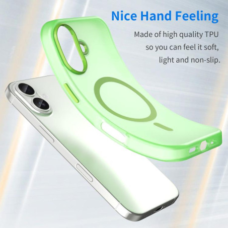 Противоударный чехол MagSafe Frosted Translucent TPU + PC для iPhone 17 - зеленый