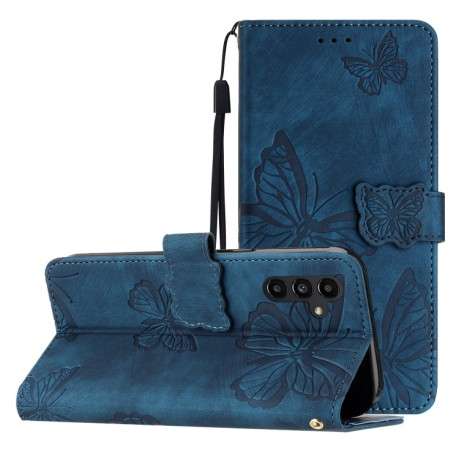 Чехол-книжка Embossed Butterfly для Samsung Galaxy A56 5G - синий