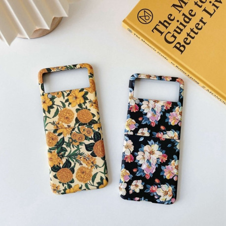 Противоударный чехол Small Floral для Samsung Galaxy Z Flip3 5G - Yellow Chrysanthemum