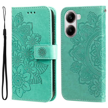 Чохол-книжка 7-petal Flowers Embossing для Redmi Turbo 4 / Xiaomi Poco X7 Pro - зелений