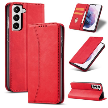 Чехол-книжка Calfskin Texture на Samsung Galaxy S21 - красный