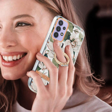 Противоударный чехол Ring IMD Flowers для Samsung Galaxy A13 4G - Green Gardenia