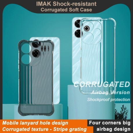 Чехол IMAK Corrugated Texture Airbag для Xiaomi POCO M6 4G - прозрачный