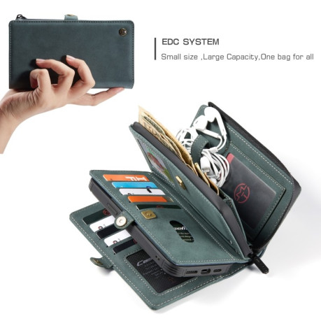 Кожаный чехол-кошелек CaseMe 018 на iPhone 12 Pro Max - зеленый